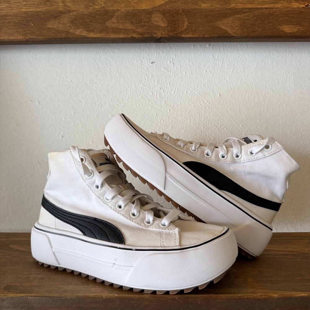 Puma Sneakers Womens Size 5.5 Mayze Stack Platform White Black 384409-01